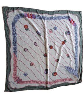 Christian Fischbacher 100% Silk Floral Scarf 33" Square Multicolor Womens